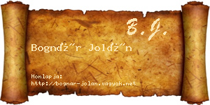 Bognár Jolán névjegykártya