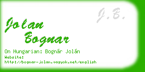 jolan bognar business card