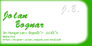 jolan bognar business card